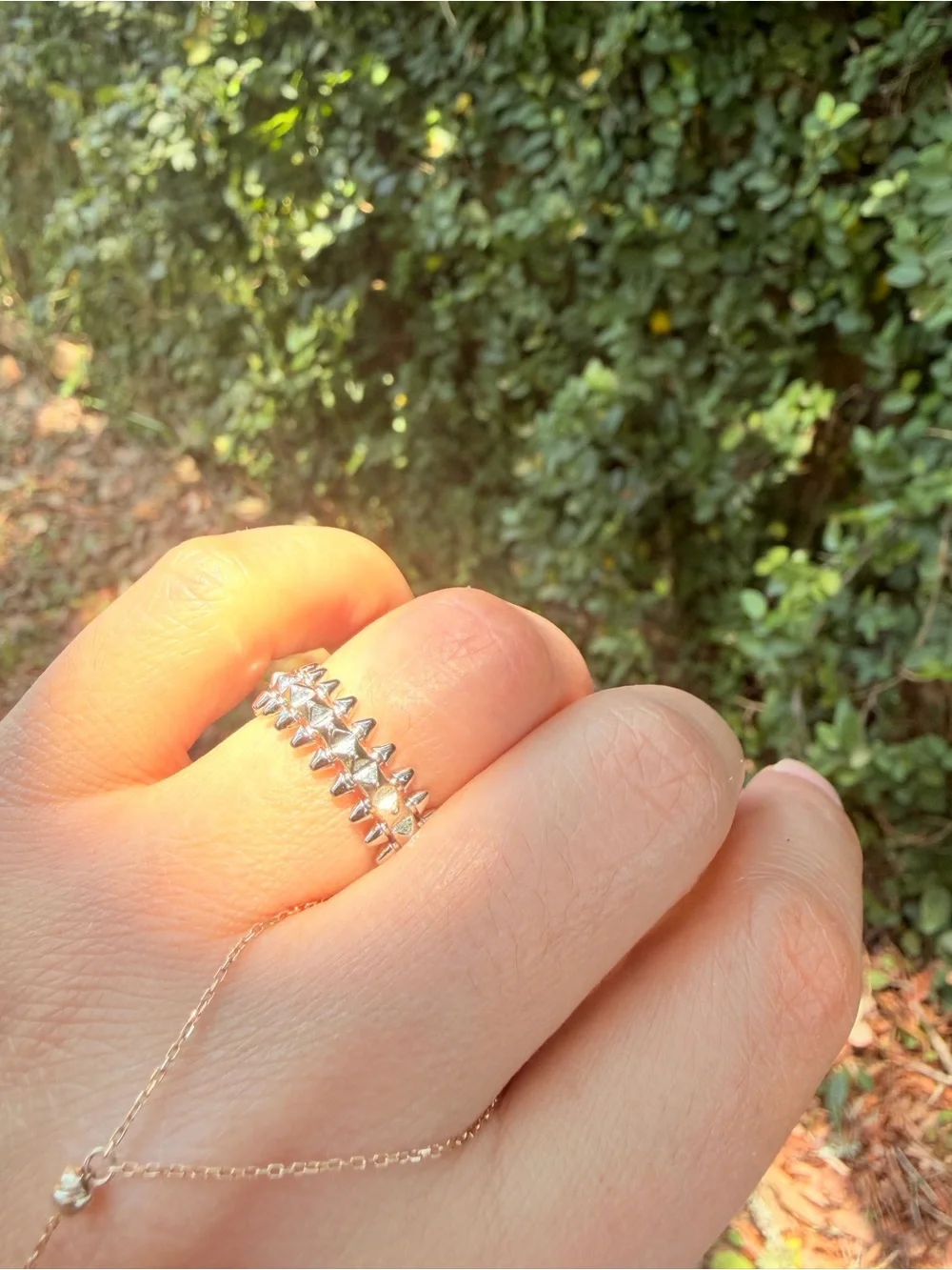 RingsTextured Spike-Detail Women’s Ring - Silver